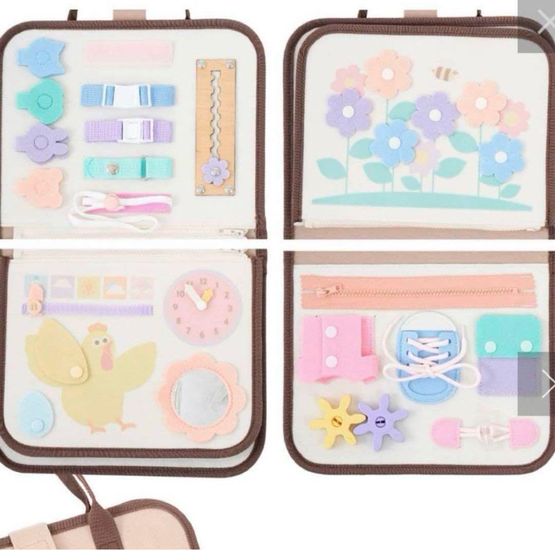 Amazon.co.jp: 3COINS ビジーブック 知育 玩具 4ページ ピンク : おもちゃ